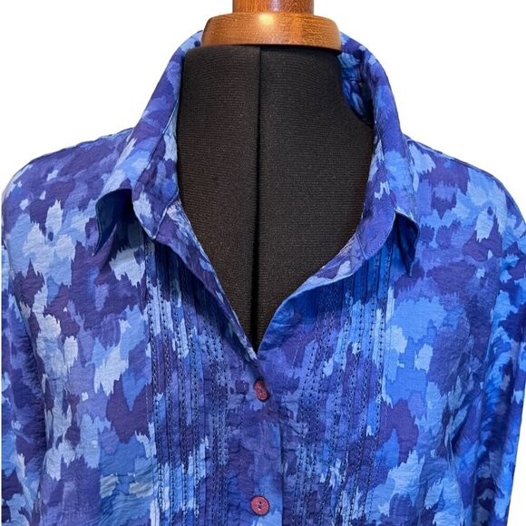 Coldwater Creek royal blue crinkle rayon tunic 1X - Picture 4 of 14